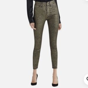 7 For All Mankind Women's Coated Metallic Leopard Super Skinny Jeans